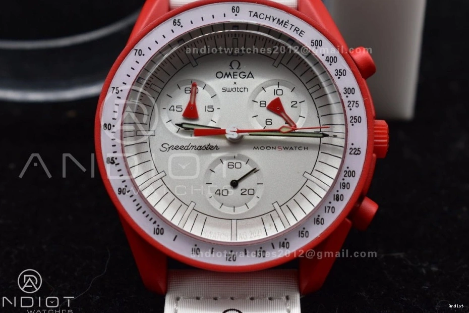 to Swatch on Omega Mars Mission Quartz Strap Nylon Bioceramic x Moonwatch 0505